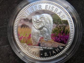 2019 Berlin Eisbär - 1 oz silver, gekleurd, in coincard beschikbaar voor biedingen