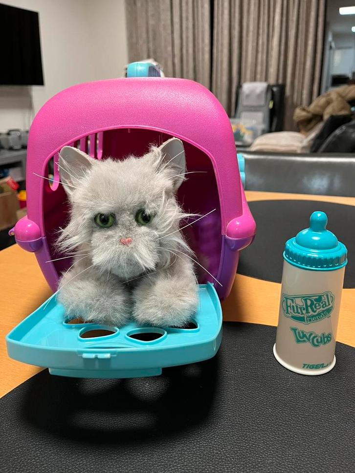 Fur Real interactieve poes met flesje en gratis Draagmand, Kinderen en Baby's, Speelgoed | Knuffels en Pluche, Zo goed als nieuw