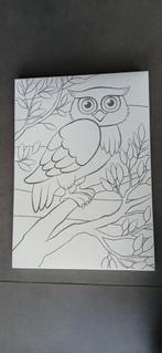 Wit canvas met een uil er op, Ophalen of Verzenden