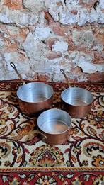 Lot de 3 anciens poêlons en cuivre, Antiquités & Art, Enlèvement, Cuivre