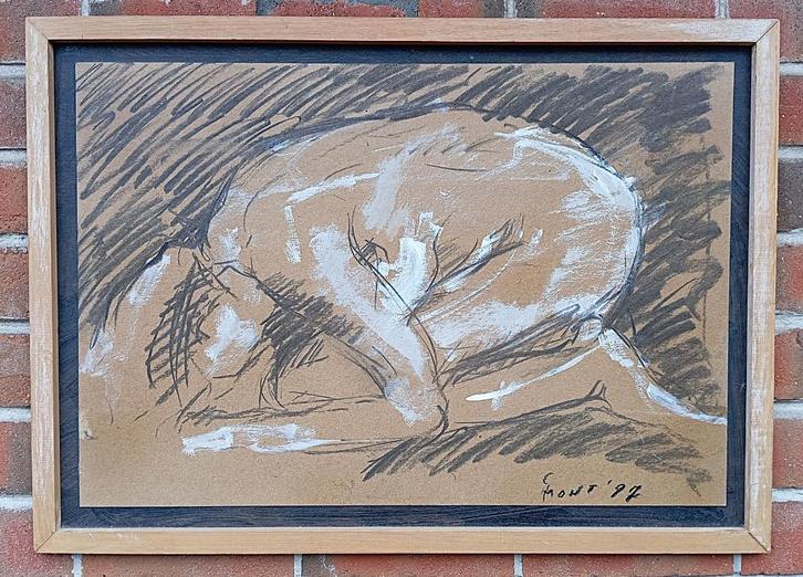 tableau nu signé Mont 97, Antiquités & Art, Art | Peinture | Classique, Enlèvement ou Envoi