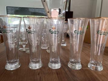 5 Carlsberg glazen met gouden rand – 25cl beschikbaar voor biedingen