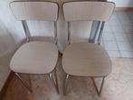 Retro 2 witte formica stoelen + tafel gratis, Huis en Inrichting, Ophalen, Gebruikt, Wit, Metaal