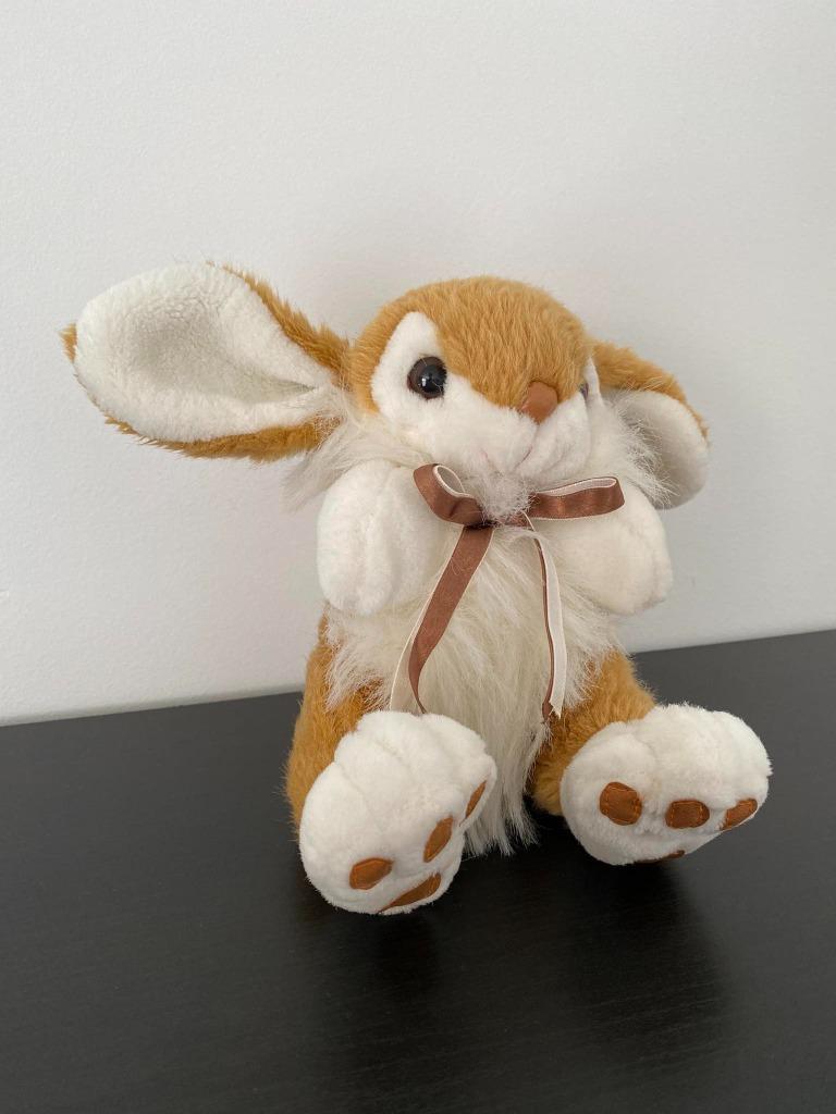 Peluche lapin beige et blanc, Ophalen of Verzenden, Gebruikt, Konijn