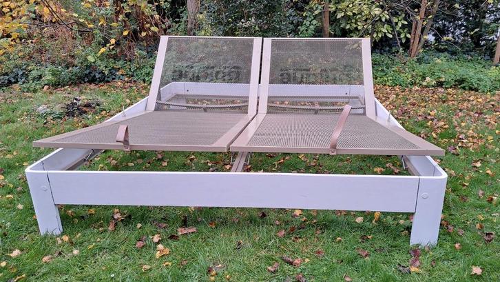 2 pers witte Auping Auronde., Huis en Inrichting, Slaapkamer | Bedden, Gebruikt, Tweepersoons, 180 cm, 200 cm, Hout, Wit, Verstelbaar