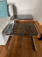 2 glazen bijzettafeltjes. Inschuifbaar, Ophalen, Minder dan 45 cm, Minder dan 55 cm, Gebruikt