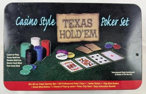 Poker Blackjack Set Kaartspel met 200 Pokerchips Pokerset, Hobby en Vrije tijd, Gezelschapsspellen | Bordspellen, Zo goed als nieuw