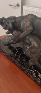 Sculptuur in brons 2 vechtende panters get. MELANI  SALVATOR, Antiek en Kunst, Kunst | Beelden en Houtsnijwerken, Ophalen of Verzenden