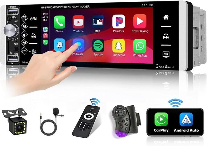 Autoradio met Bluetooth, 5,1" met touchscreen, Auto diversen, Autoradio's, Nieuw, Ophalen of Verzenden