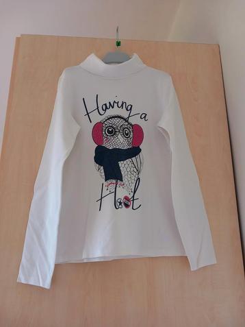 Witte sous-pull met opdruk maat 134/140, als nieuw beschikbaar voor biedingen