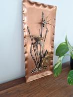 Koperkleurige vintage wanddecoratie met zwaluwen in 3D, Ophalen of Verzenden, Zo goed als nieuw