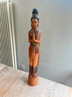 Sawadee Thais houten beeld 77cm, Antiek en Kunst, Kunst | Beelden en Houtsnijwerken, Ophalen of Verzenden
