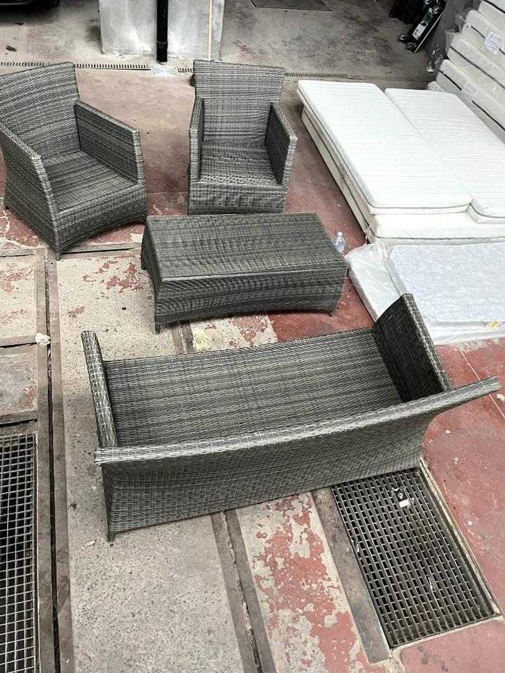 Buitenlounge, Tuin en Terras, Tuinsets en Loungesets, Gebruikt, Tuinset, Wicker, 5 zitplaatsen, Ophalen