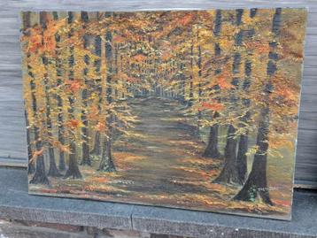 huile sur toile sous bois signe tremiseau P beschikbaar voor biedingen