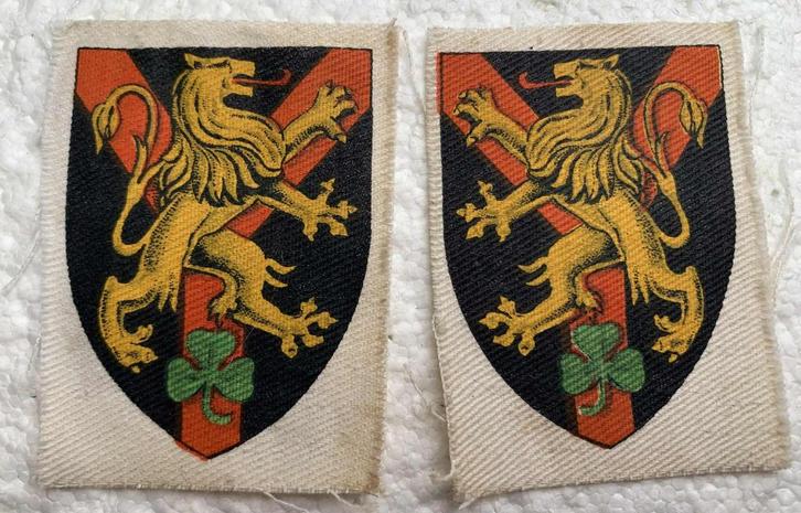 Kentekens, Set 2e INF Brigade YSER, Brits Made L & R, WOII, Verzamelen, Militaria | Algemeen, Landmacht, Embleem of Badge, Ophalen of Verzenden