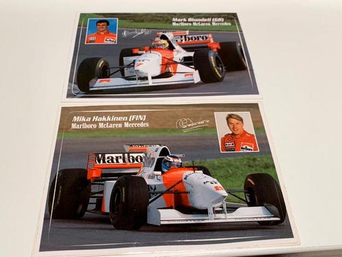 Lot 2x Stickers F1 1995 McLaren Mercedes Hakkinen- Blundell, Verzamelen, Stickers, Zo goed als nieuw, Ophalen of Verzenden