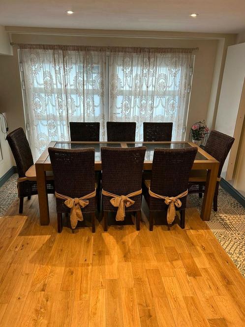 Salon salle à manger bois massif & granit noir haute gamme, Huis en Inrichting, Complete eetkamers, Zo goed als nieuw, Ophalen