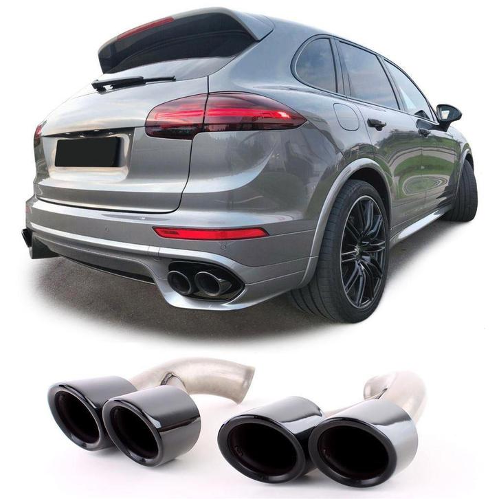 Uitlaat Sierstuk Zwart Voor Porsche Cayenne 92A Facelift 201, Auto diversen, Tuning en Styling, Verzenden
