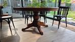 Ronde eikenhouten tafel op kolompoot, 140cm, Huis en Inrichting, Ophalen
