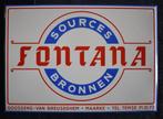 panneau d'affichage en métal FONTANA-BRONNEN - 1955 - 35x33c, Collections, Comme neuf, Enlèvement ou Envoi, Panneau publicitaire