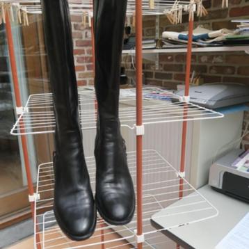 Laarzen zwart leder Sensunique mt 40, Enlèvement ou Envoi, Sensunique, Comme neuf, Bottes hautes