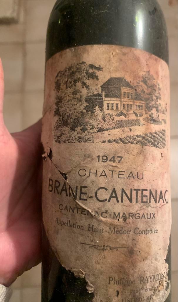 Bordeaux Château Brane-Cantenac uit 1947,, Verzamelen, Wijnen, Zo goed als nieuw, Rode wijn, Frankrijk, Ophalen