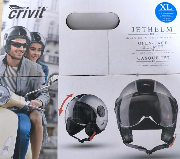 Mooie jethelm XL, nieuw in doos, Fietsen en Brommers, Brommerhelmen, Ophalen