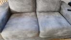 2 zetels, 1x 2 zits en 1x 1,5 zits. Grijs suède sofa/bank, Ophalen, Gebruikt