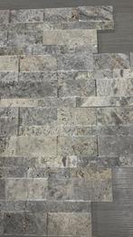 Restje (18m2) Travertin Steenstrips voor decoratieve muur, Doe-het-zelf en Bouw, Tegels, Ophalen, Wandtegels, Nieuw, Minder dan 20 cm