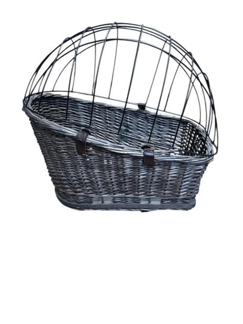 fietsmand riet 42/57 cm voor achterop met rek, grijs., Dieren en Toebehoren, Honden-accessoires, Zo goed als nieuw, Verzenden