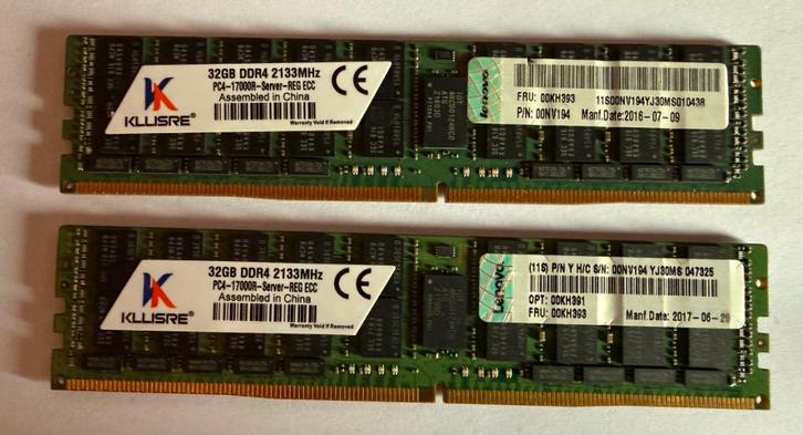 Lot 2 * 32 Go RAM DDR4 ECC Registered 2133 MHz – Serveur, Informatique & Logiciels, Mémoire RAM, Reconditionné, Serveur, 64 GB