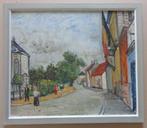 JOZEF VINCK / DORPSSTRAAT / OLIEVERF PANEEL / 38x44cm KADER, Ophalen of Verzenden