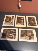 Set van 5 fotogravures van Oud-Hollandse interieurs, ca.1900, Verzenden