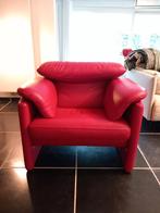 Prachtige rode lederen zetel, Huis en Inrichting, Ophalen, Zo goed als nieuw