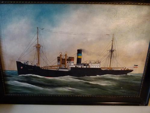 antiek scheepsschilderij A.J. Jansen  1932, Antiek en Kunst, Kunst | Schilderijen | Klassiek, Ophalen