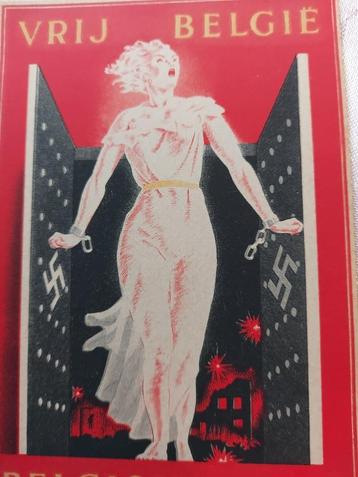 Vintage prentkaart "Vrij België", "Belgique Libre", WO 2