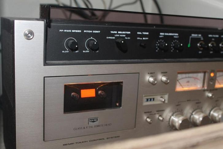 Platenspeler K7 Akai GXC-570D Vintage stereocassette/1976, Audio, Tv en Foto, Cassettedecks, Dubbel, Akai, Tiptoetsen, Tape counter