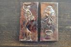 Koperen relief plaquettes - set van 2 plaquettes, Ophalen of Verzenden