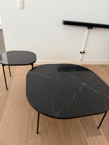 salontafel + bijzettafel zwart marmer - Juntoo beschikbaar voor biedingen