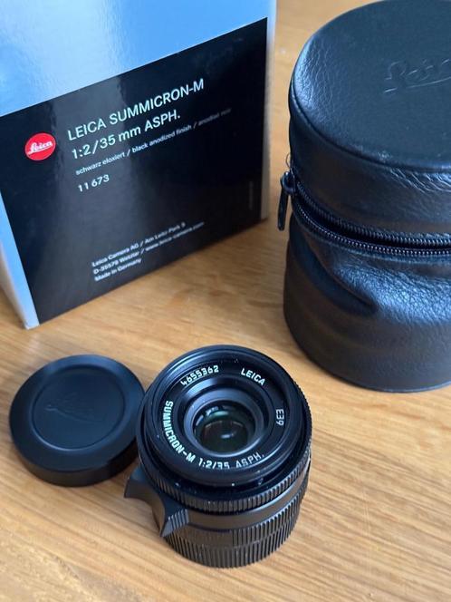 Leica M Summicron  35mm F/2.0 ASPH zwart, Audio, Tv en Foto, Fotocamera's Analoog, Zo goed als nieuw, Leica, Ophalen of Verzenden