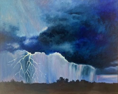 "Thunderstorm" (Oil painting by Kuijken, 24x30 cm), Antiek en Kunst, Kunst | Schilderijen | Modern, Ophalen of Verzenden