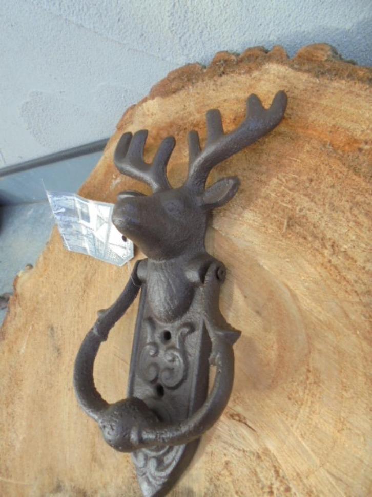 GIETIJZEREN DEURKLOPPER HERT NIEUW, Antiquités & Art, Curiosités & Brocante, Envoi