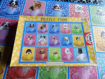 nr.75- Puzzel: puppies in kom - 1500 stukjes beschikbaar voor biedingen
