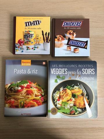Livres de recettes (pâtes, végétarien, Snickers, M&M's)