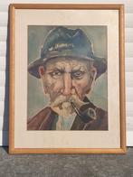 aquarelle homme signe maurice delvaux, Antiek en Kunst, Kunst | Schilderijen | Klassiek, Ophalen of Verzenden