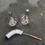 Wijnflessen , 5 - 10 - 15 Liter , met flesborstel ., Ophalen of Verzenden, Gebruikt, Overige typen