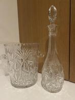Luxe geslepen kristallen karaf met ijsemmer – vintage barset, Antiek en Kunst, Ophalen of Verzenden