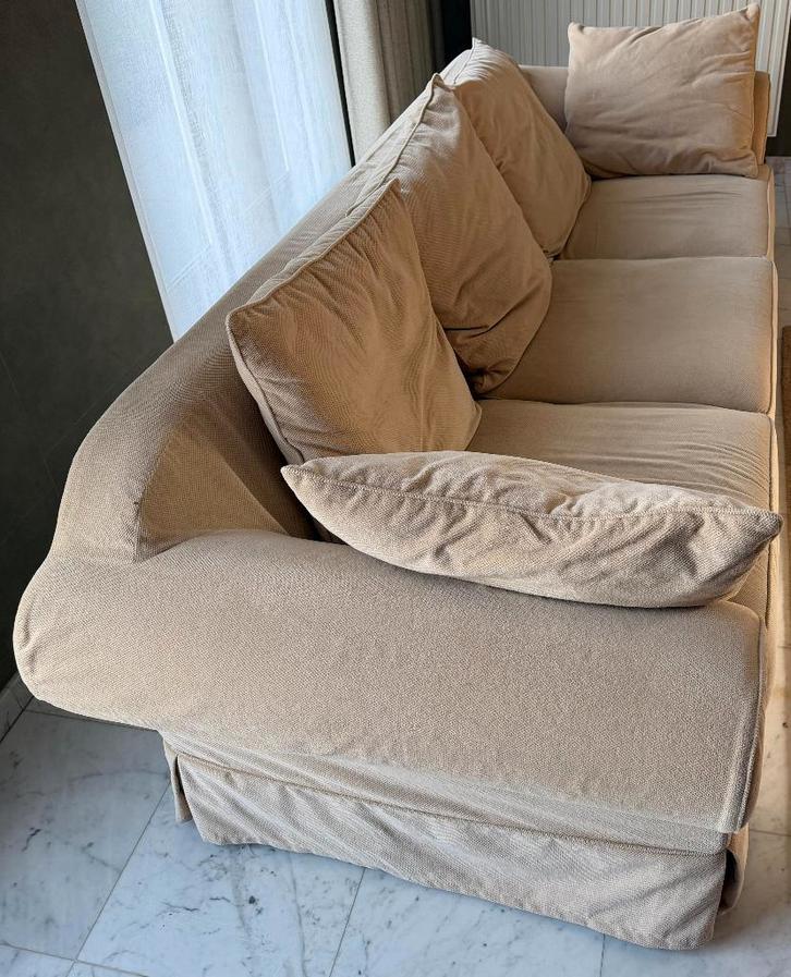 3-zitsbank + 1-zitsfauteuil met voetenbank, Huis en Inrichting, Zetels | Zetels, Gebruikt, Rechte bank, Driepersoons, 250 tot 300 cm