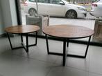 2 hout/metaal (salon)tafeltjes, Ophalen, Rond, 50 tot 100 cm, Zo goed als nieuw