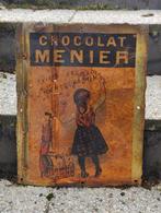 Vintage metalen, verweerd bord Chocolat Menier, Ophalen of Verzenden, Gebruikt